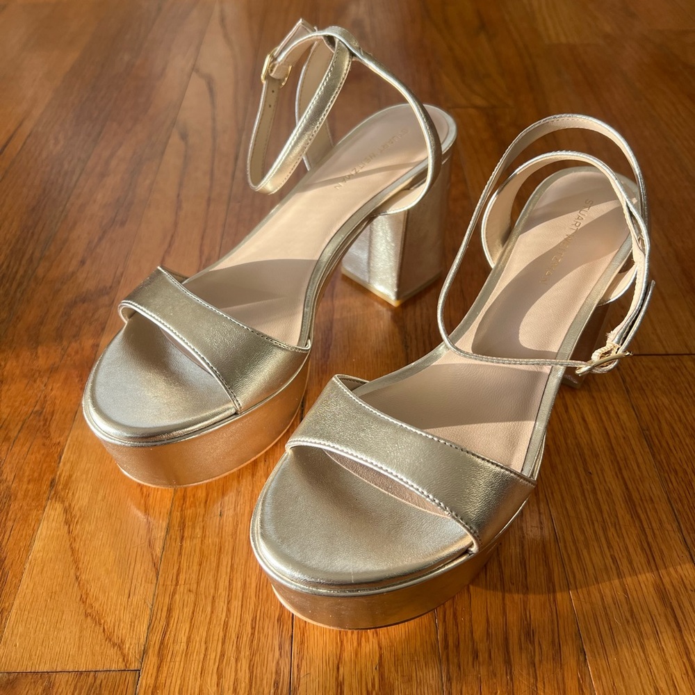 Stuart Weitzman Gold Platform Sandals